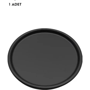 Kitchen Trend Tekli 51 cm Siyah Metal  Yuvarlak Çay, Kahve, Pasta, Servis Tepsisi