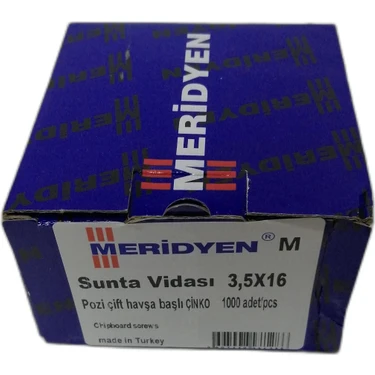 Meridyen 3.5 x 16 Sunta Vidası (Kutu 1000