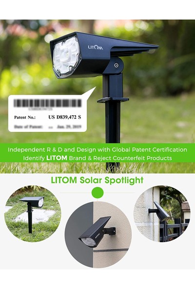 Lıtom 12 LED Sıcak Beyaz Solar Güneş Enerjili Bahçe Aydınlatma (2'li Paket)