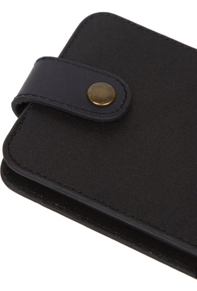 Kindfox %100 Gerçek Dana Derisi | Para Bölmeli Unisex Kartlık | Cüzdan | Çıt Çıtlı
