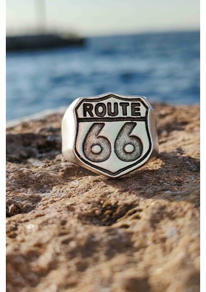 Trend Collection Klasik Route 66 Model Gümüş Kaplama Ayarlanabilir Erkek Yüzük