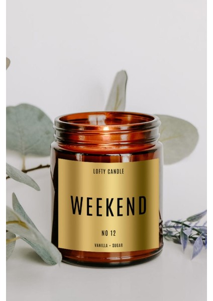 Weekend Gold Etiket Amber Kavanoz Mum Dekor Aromaterapi Rahatlatıcı Vanilya Kokusu 210 gr