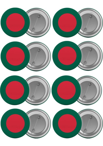 Bangladeş Bayrağı Çanta Rozeti Seti 8 Adet En Büyük Boy 5.8cm Iğneli Broş