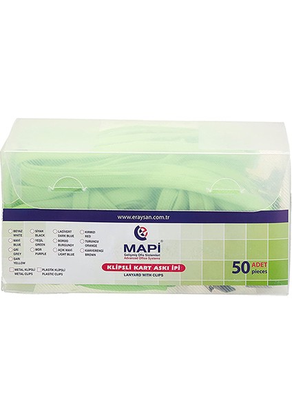 Metal Klipsli Askı Ipi 50'li Yeşil fiyatları