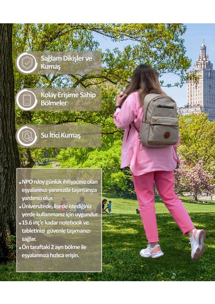 nJoy 16" Unisex Notebook & Günlük Sırt Çantası-Haki (NJ01KH) modelleri