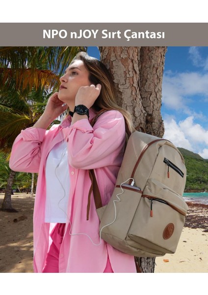 nJoy 16" Unisex Notebook & Günlük Sırt Çantası-Haki (NJ01KH) indirimleri