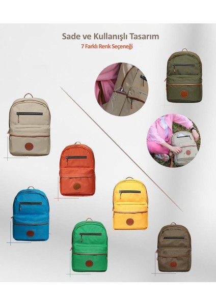 nJoy 16" Unisex Notebook & Günlük Sırt Çantası-Haki (NJ01KH)