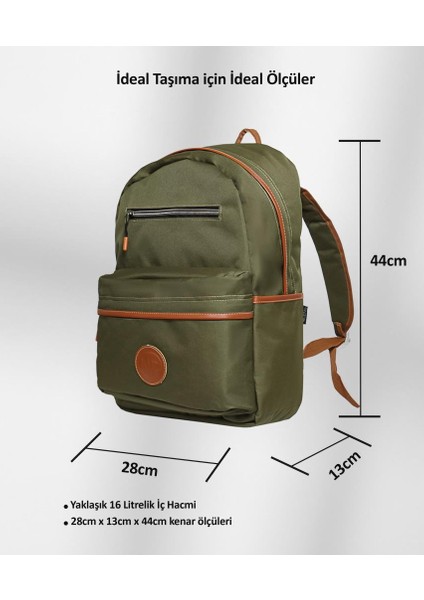 nJoy 16" Unisex Notebook & Günlük Sırt Çantası-Haki (NJ01KH)