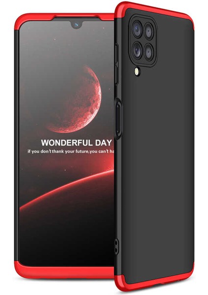 Galaxy M22 ile Uyumlu Kılıf Soft Hard Koruma Ays Siyah-Kırmızı