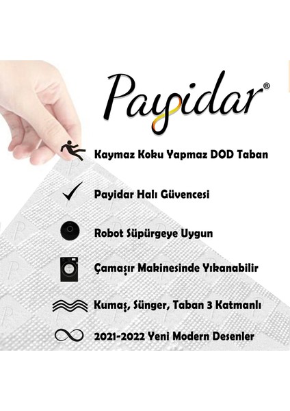 Safari Post Peluş Beyaz Siyah Desenli Yıkanabilir 120X525 cm Kaymaz Taban Kesme Yolluk Halı fırsatları