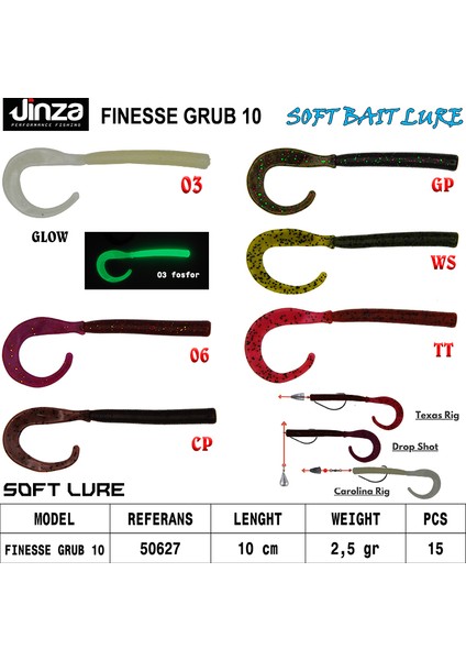 Hawk Finesse Grub 100 mm 2,5 gr Silikon Balık 14 Adet