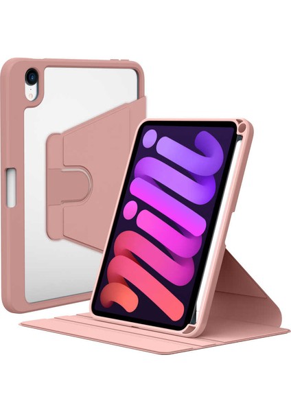 Apple iPad Mini 2021 (6.nesil) Kılıf Htstore Nayn Dönebilen Standlı Kılıf-Pembe