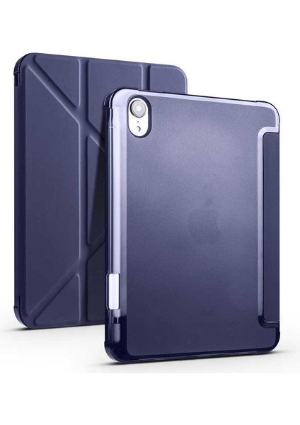 Apple iPad Mini 2021 (6.nesil) Kılıf Htstore Tri Folding Smart With Pen Standlı Kılıf-Lacivert