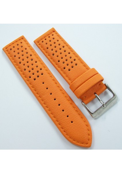Bizon Turuncu Deri 24 mm Delikli Spor Saat Kayışı Dik Saat Kordonu modelleri