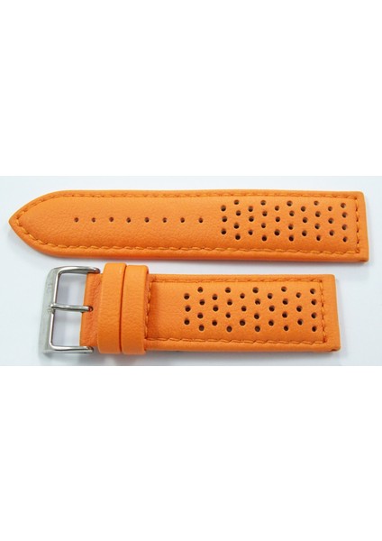 Bizon Turuncu Deri 24 mm Delikli Spor Saat Kayışı Dik Saat Kordonu fırsatları
