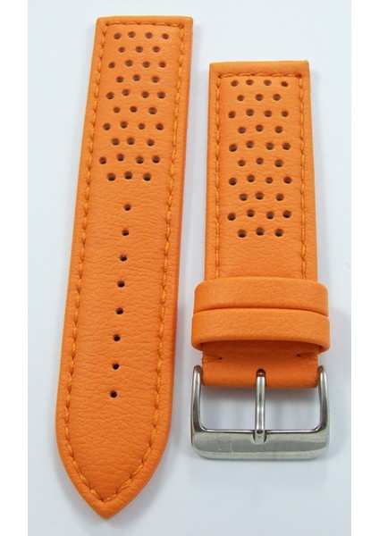 Bizon Turuncu Deri 24 mm Delikli Spor Saat Kayışı Dik Saat Kordonu indirimleri