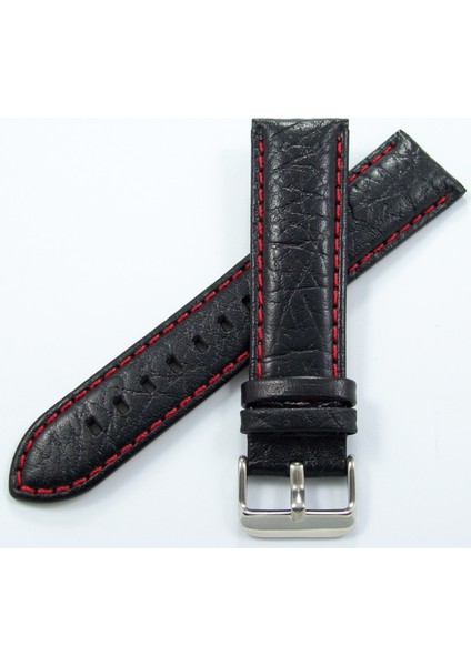 Bizon Siyah Deri 24 mm Kırmızı Spor Dikişli Kayışı Saat Kordonu fiyatları