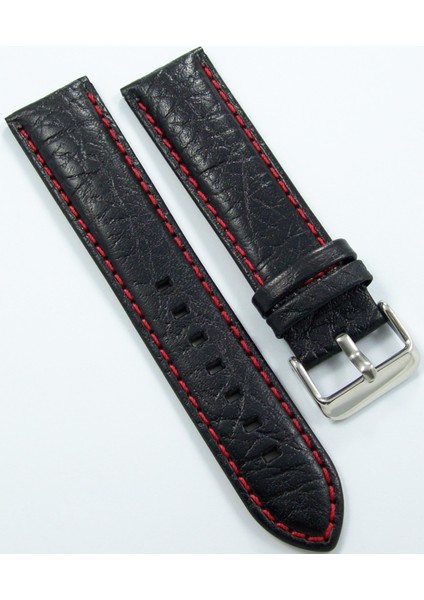 Bizon Siyah Deri 24 mm Kırmızı Spor Dikişli Kayışı Saat Kordonu modelleri