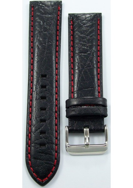 Bizon Siyah Deri 24 mm Kırmızı Spor Dikişli Kayışı Saat Kordonu indirimleri