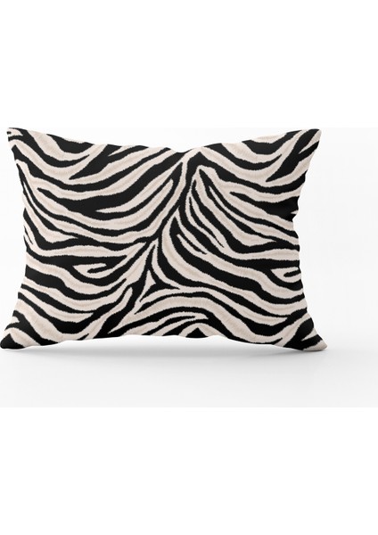 Siyah Bej Zebra Desenli Dijital Baskı Kırlent Yastık Kılıfı - CGH348-3550 Çift Tarafı Baskılı