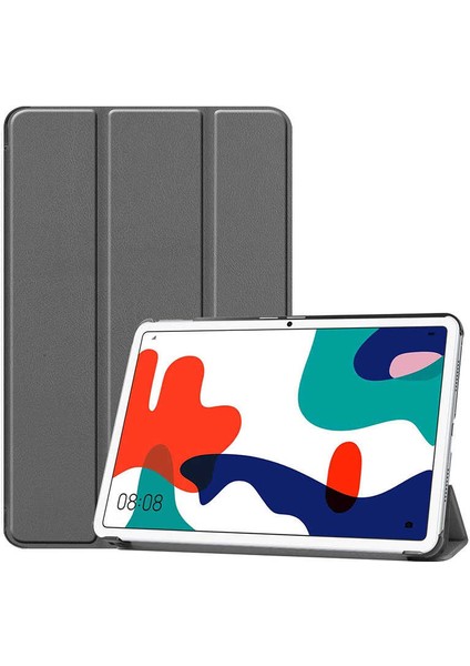 Huawei Mate Pad 10.4 Htstore Zore Smart Cover Standlı 1-1 Kılıf-Gri