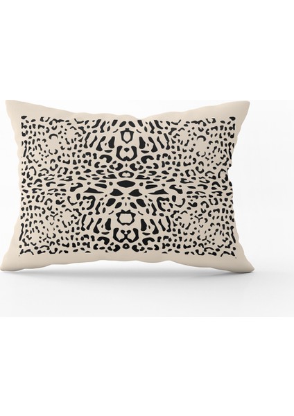 Siyah Bej Leopar Desenli Dijital Baskı Kırlent Yastık Kılıfı - CGH363-3550 Çift Tarafı Baskılı