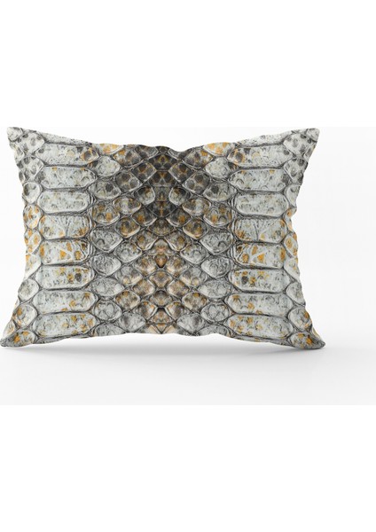 Sarı Gri Yılan Derisi Desenli Dijital Baskı Kırlent Yastık Kılıfı - CGH378-3550 Çift Tarafı Baskılı