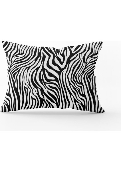 Siyah Beyaz Zebra Desenli Dijital Baskı Kırlent Yastık Kılıfı - CGH386-3550 Çift Tarafı Baskılı