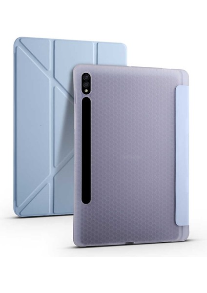 Galaxy Tab S7 Plus T970 Kılıf Tri Folding Standlı Kalem Bölmeli