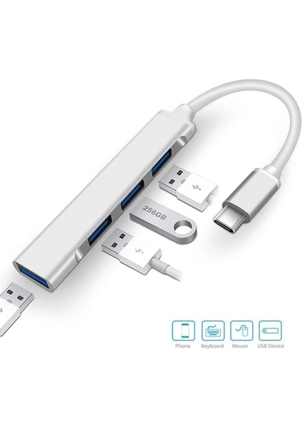 Macbook 4 Port USB 3.0 Hub Çevirici Çoğaltıcı Type C Çoklayıcı 4 Portlu USB Hub Çoklayıcı 4in