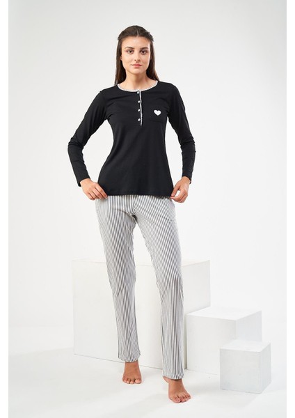 22443 Kadın Patlı Çizgili Pijama Takım modelleri