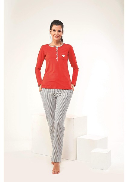 22443 Kadın Patlı Çizgili Pijama Takım