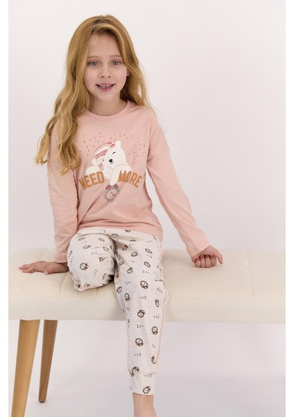Arnetta 1433 Need More Mocha Kız Çocuk Uzun Kol Pijama Takımı