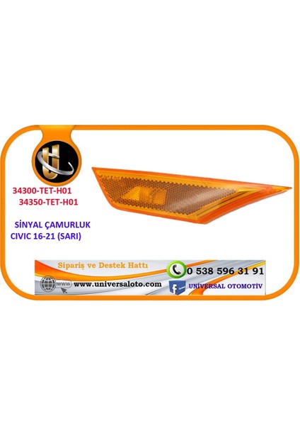 Sinyal Çamurluk Cıvıc 16-21 Rh (Sarı)