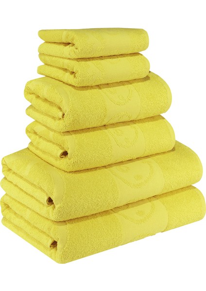 Civciv Desenli Pamuk Banyo Havlu Seti 12 Adet, 4 Banyo Havlusu, 4 El Havlusu, ve 4 Yüz Havlusu, -Comfort- Açık Sarı, Sarı,