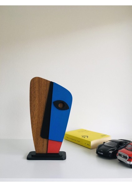 Amorf Design Ahşap Desenli Mavi Maske Biblo