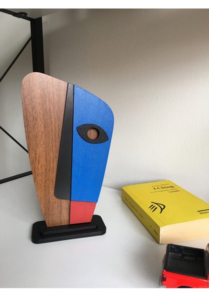 Amorf Design Ahşap Desenli Mavi Maske Biblo