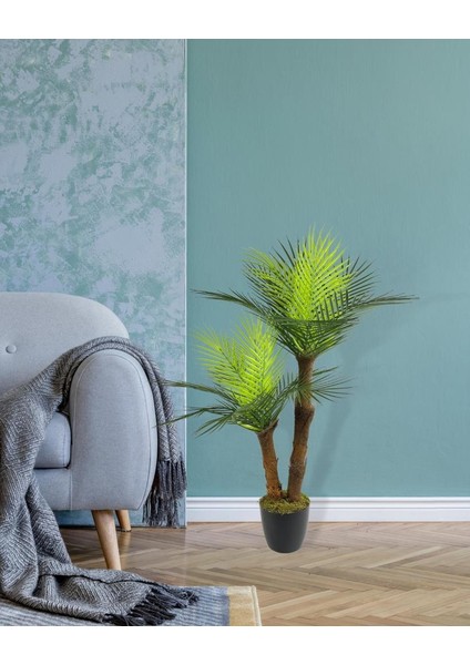 Yapay Ağaç 2 Dal 100CM Areka Palmiye Ağacı Areka 2katlı Salon Çiçeği Yapay Çiçek