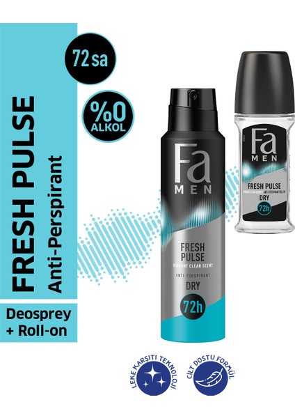 Men Roll-On Fresh Pulse 50Ml + Fa Men Deosprey Fresh Pulse