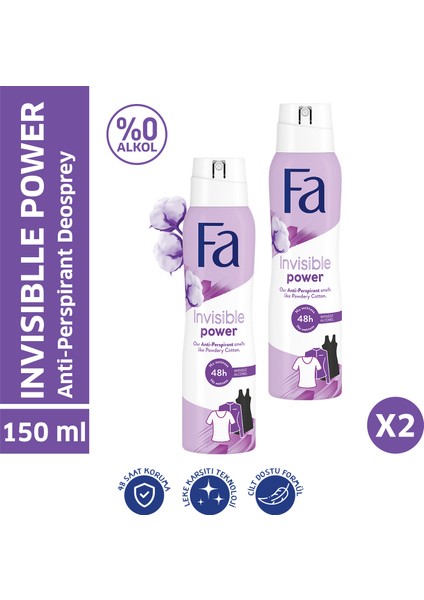 Invisible Power Deosprey 150 Ml X 2 Adet