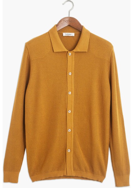 Pamuk-Bambu Hardal Triko Gömlek