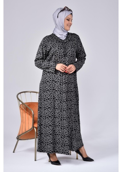 Kadın Büyük Beden Yakası Fırfırlı Tesettür Anne Elbisesi Yakma Yapmaz Terletmez modelleri