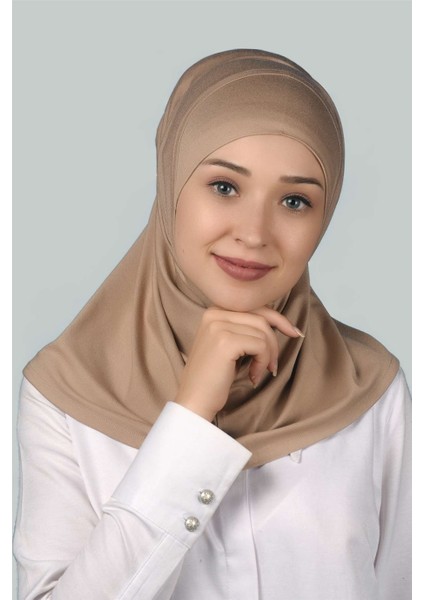 Hazır Türban Pratik Eşarp Tesettür Hijab - Namaz Örtüsü - Koyu Bej modelleri