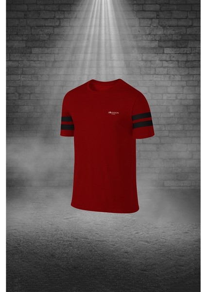 Erkek Bordo Dri-Fit Kumaş Baskısız Günlük Rahat Tişört Şort Spor Takım Seti (S-3xl)