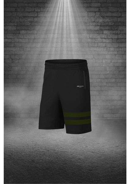 Erkek Haki Dri-Fit Kumaş Baskısız Yuvarlak Yaka Kısa Kol Tişört Şort Alt Üst Spor Takım (S-3xl)