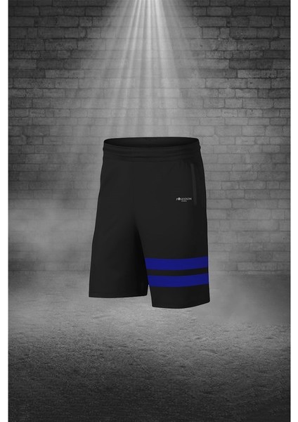 Erkek Mavi Dri-Fit Kumaş Yürüyüş ve Koşu Için Konforlu Cepli Kısa Kol Tişört Şort Ikili Takım (S-3xl)