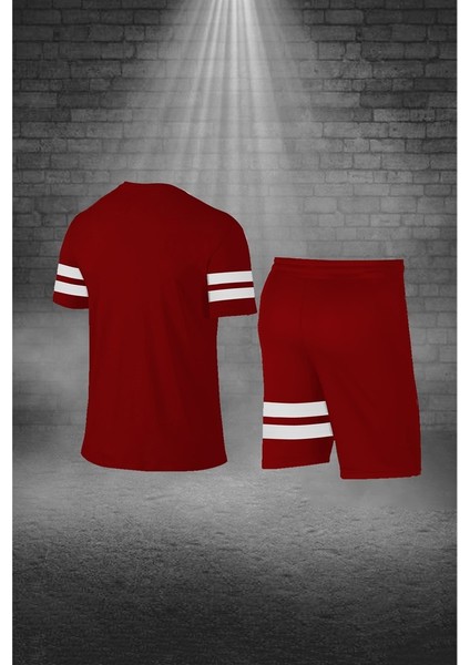 Erkek Bordo Dri-Fit Kumaş Baskısız Günlük Rahat Tişört Şort Spor Takım Seti (S-3xl) fırsatları