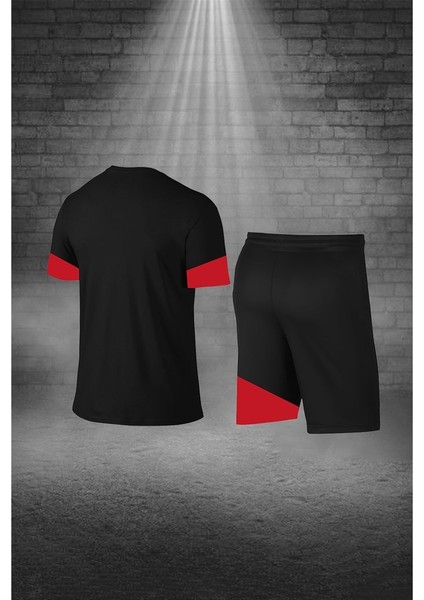 Erkek Siyah Dri-Fit Kumaş Fit Yuvarlak Yaka Kısa Kol Tişört Şort Alt Üst Spor Takım (S-3xl) fırsatları