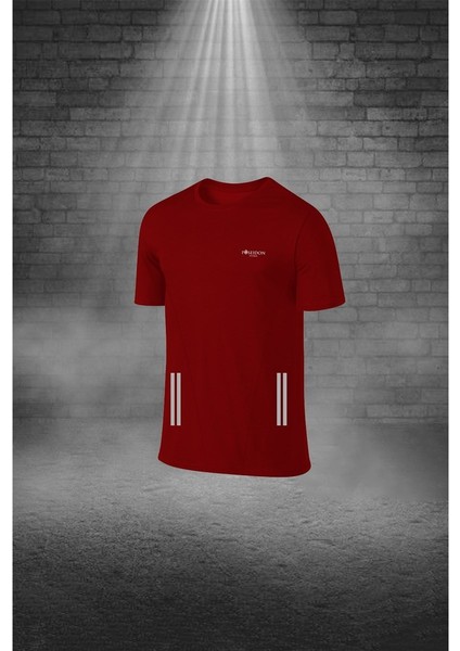 Erkek Bordo Dri-Fit Kumaş Günlük Rahat Kısa Kol Tişört Şort Spor Takım Seti (S-3xl)