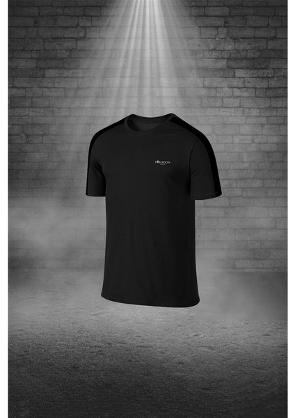 Erkek Siyah Dri-Fit Kumaş Yuvarlak Yaka Cepli Şık Konforlu Tişört Şort Seti (S-3xl)